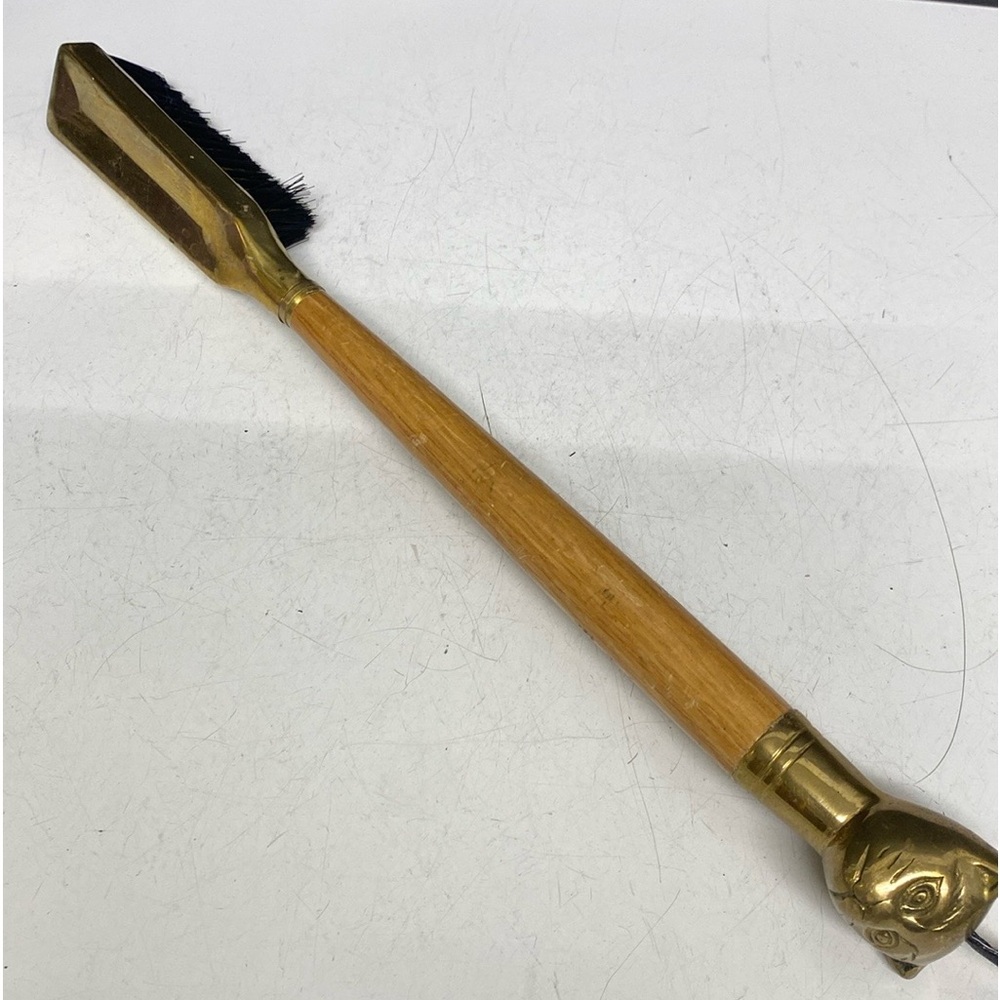 Brass Cat Handle Wooden Shoe Brush, Shoe Buffer